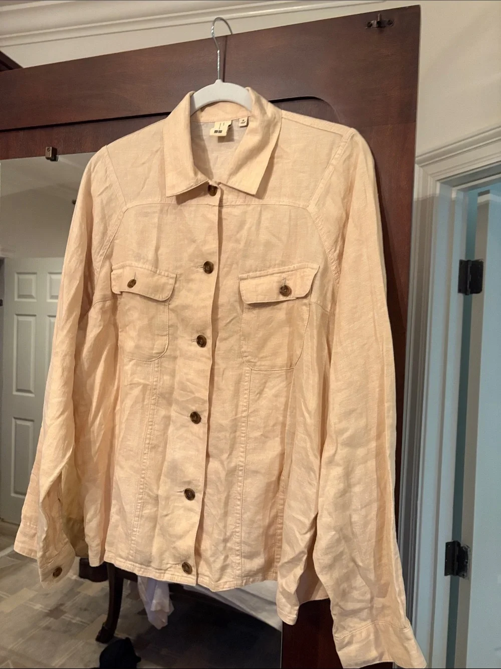 Light beige Button-Front Women's Shirt